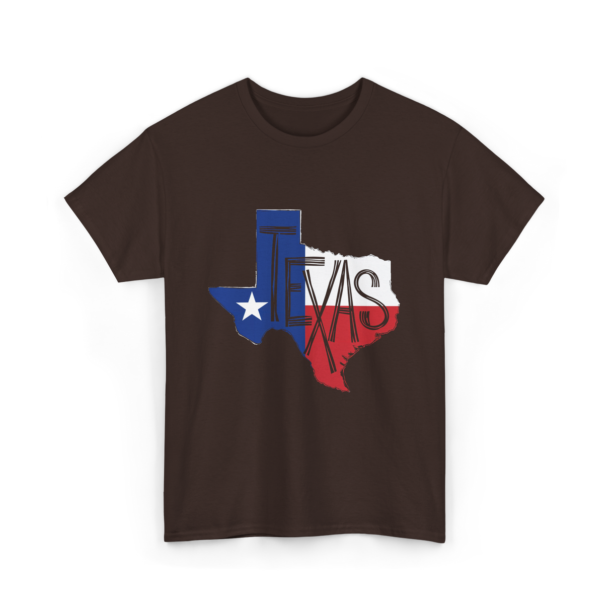 Texas State Flag Texas Pride T-Shirt - Dark Chocolate