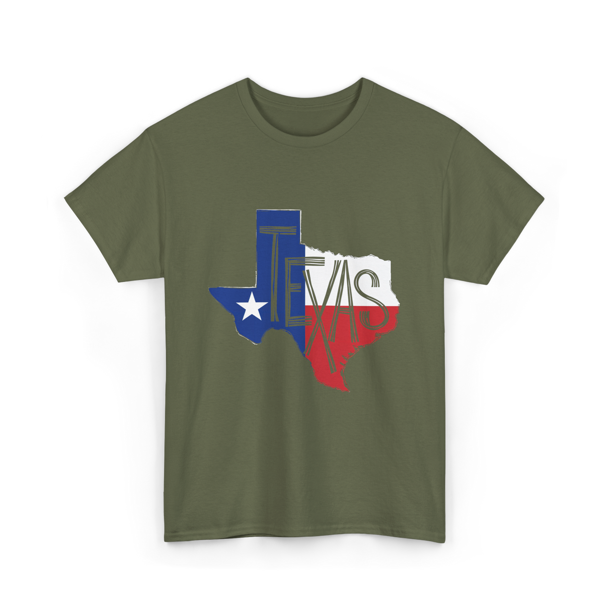 Texas State Flag Texas Pride T-Shirt - Military Green