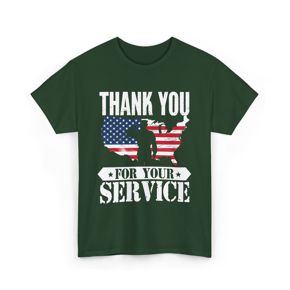 Thank You For Your Service Patriot T-Shirt - Forest Green