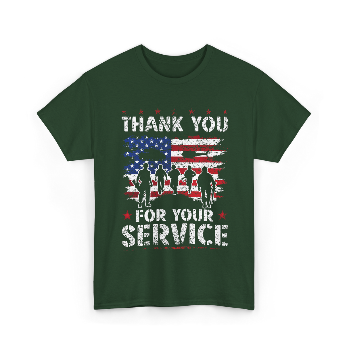 Thank You For Your Service Veteran T-Shirt - Forest Green