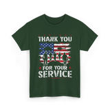 Thank You For Your Service Veteran T-Shirt - Forest Green