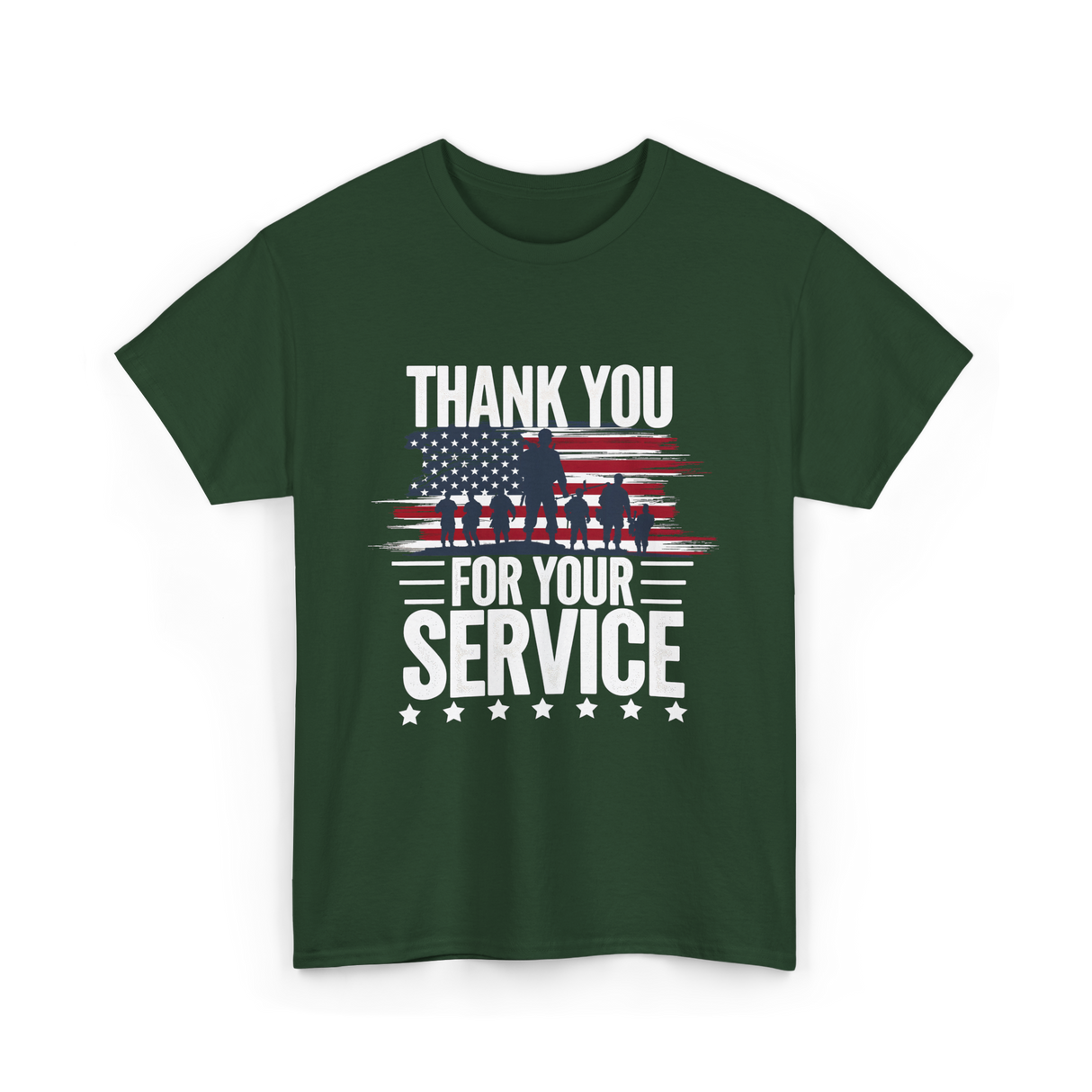 Thank You For Your Service Veteran T-Shirt - Forest Green