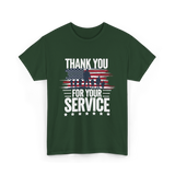 Thank You For Your Service Veteran T-Shirt - Forest Green