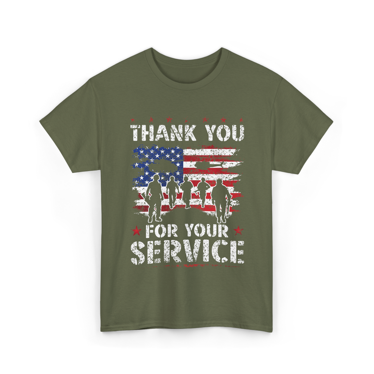 Thank You For Your Service Veteran T-Shirt - Military Green