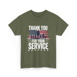 Thank You For Your Service Veteran T-Shirt - Military Green