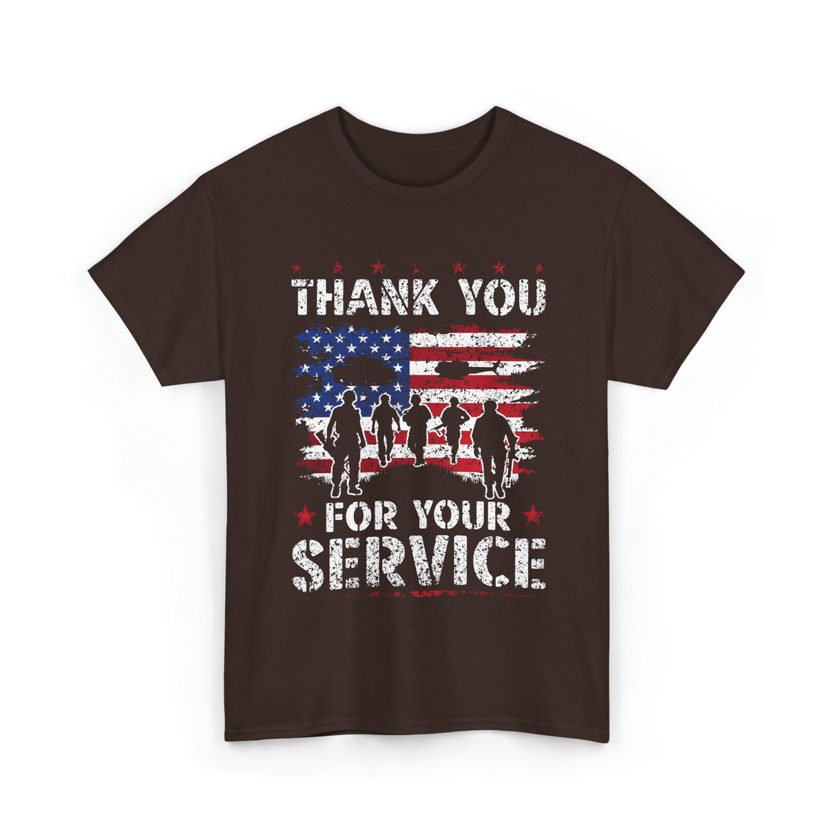 Thank You For Your Service Veteran T-Shirt - Dark Chocolate