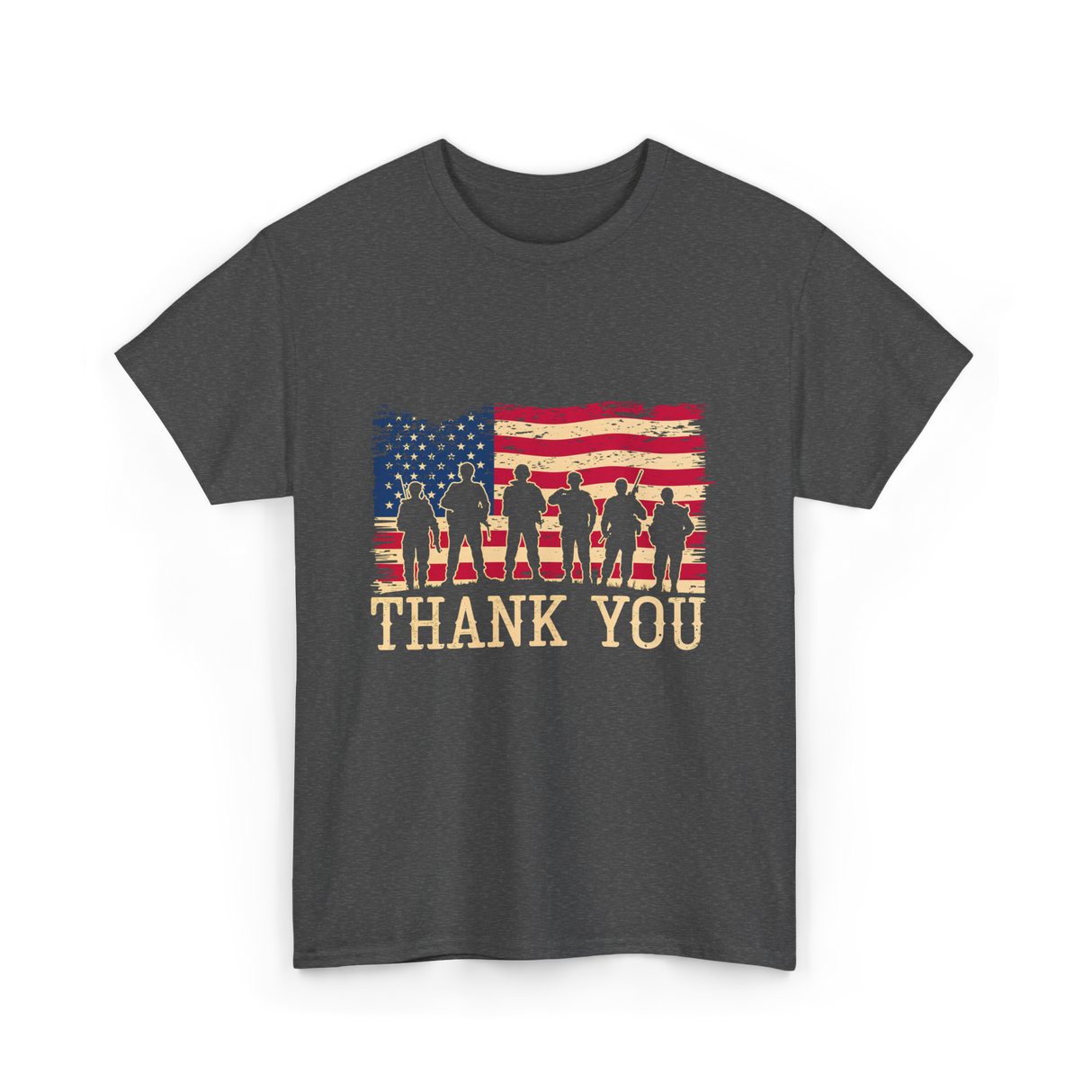 Thank You Soldiers Veterans Appreciation T-Shirt - Dark Heather