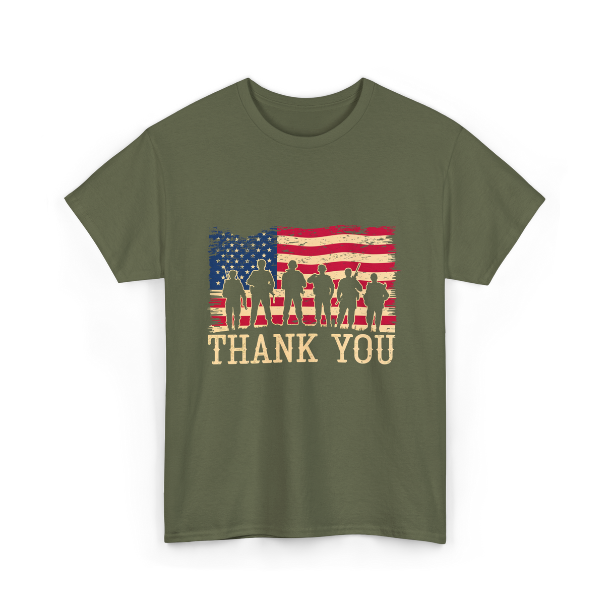 Thank You Soldiers Veterans Appreciation T-Shirt - Military Green