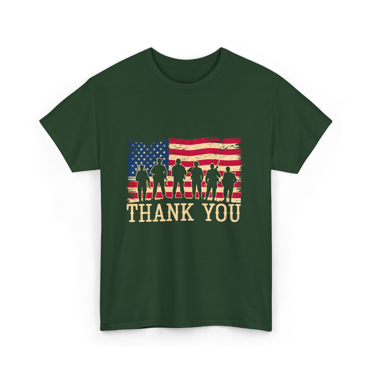 Thank You Soldiers Veterans Appreciation T-Shirt - Forest Green