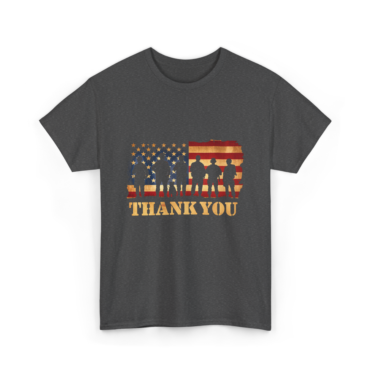 Thank You Soldiers Veterans Military T-Shirt - Dark Heather