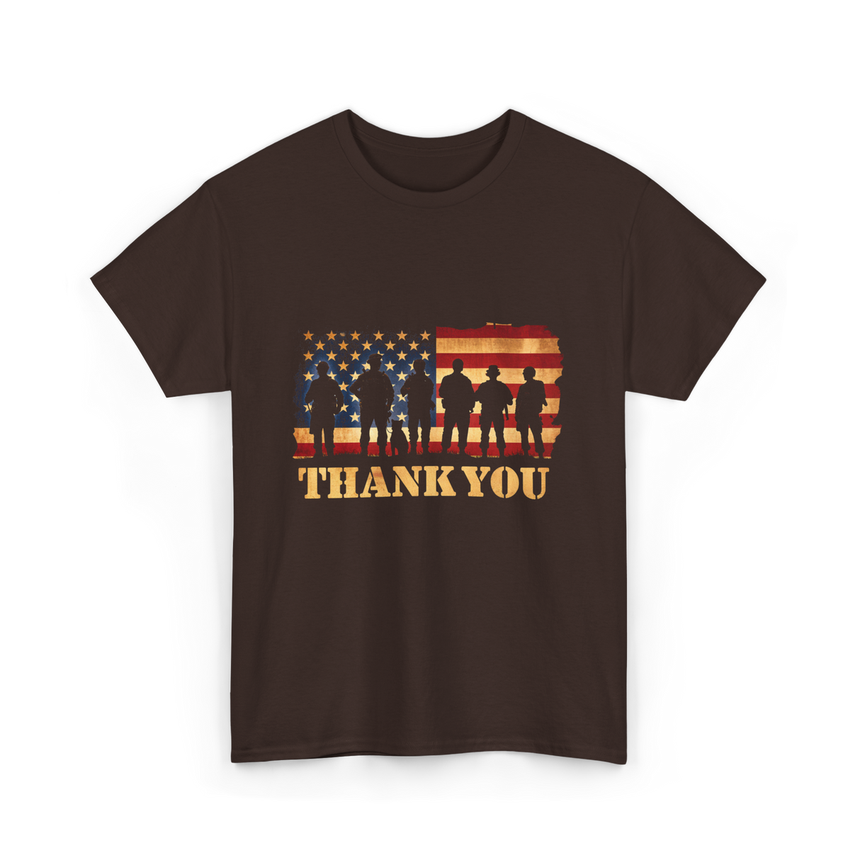 Thank You Soldiers Veterans Military T-Shirt - Dark Chocolate