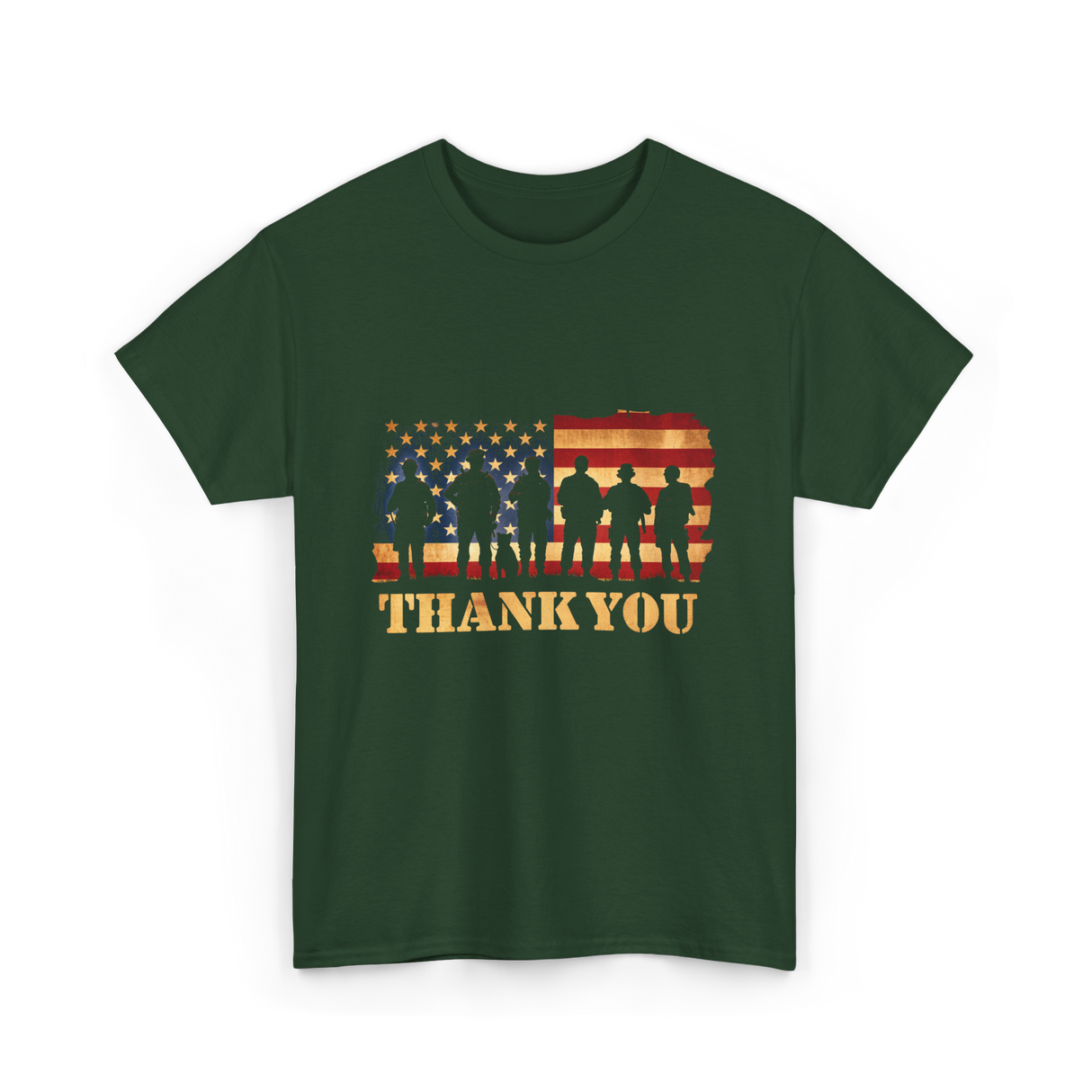 Thank You Soldiers Veterans Military T-Shirt - Forest Green