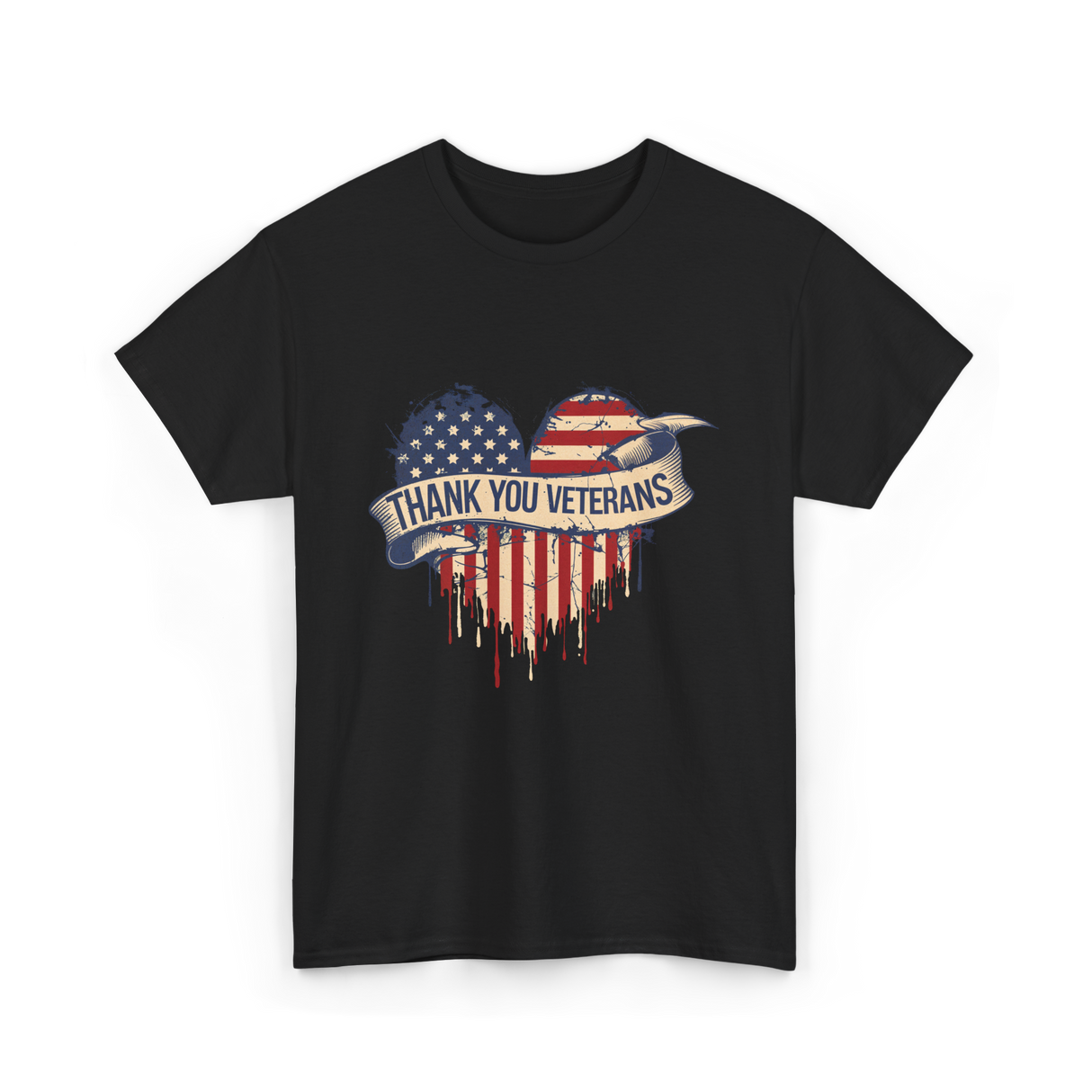 Thank You Veterans Military Heart T-Shirt - Black