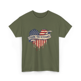 Thank You Veterans Military Heart T-Shirt - Military Green