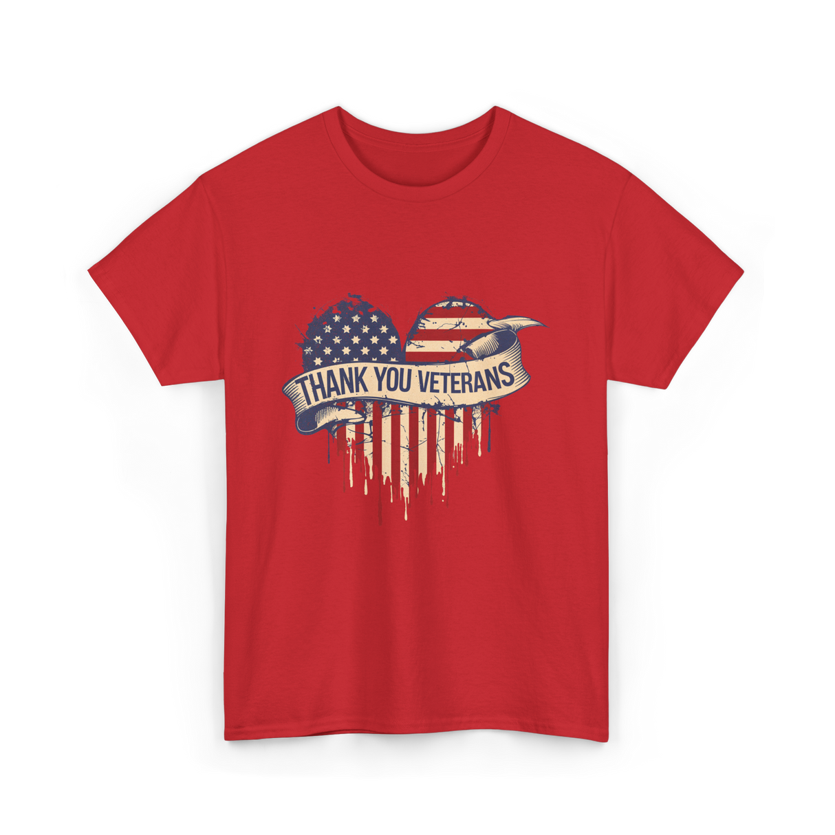 Thank You Veterans Military Heart T-Shirt - Red