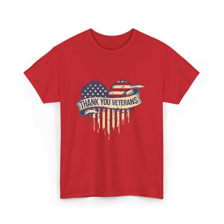 Thank You Veterans Military Heart T-Shirt - Red