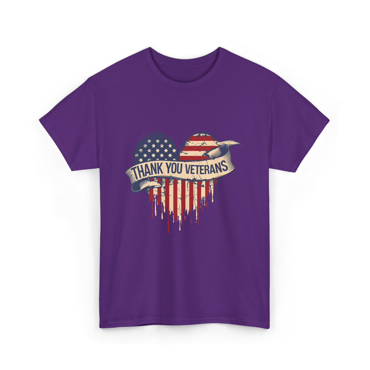 Thank You Veterans Military Heart T-Shirt - Purple