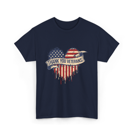 Thank You Veterans Military Heart T-Shirt - Navy