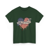 Thank You Veterans Military Heart T-Shirt - Forest Green