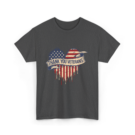 Thank You Veterans Military Heart T-Shirt - Dark Heather