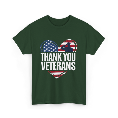 Thank You Veterans Military T-Shirt - Forest Green