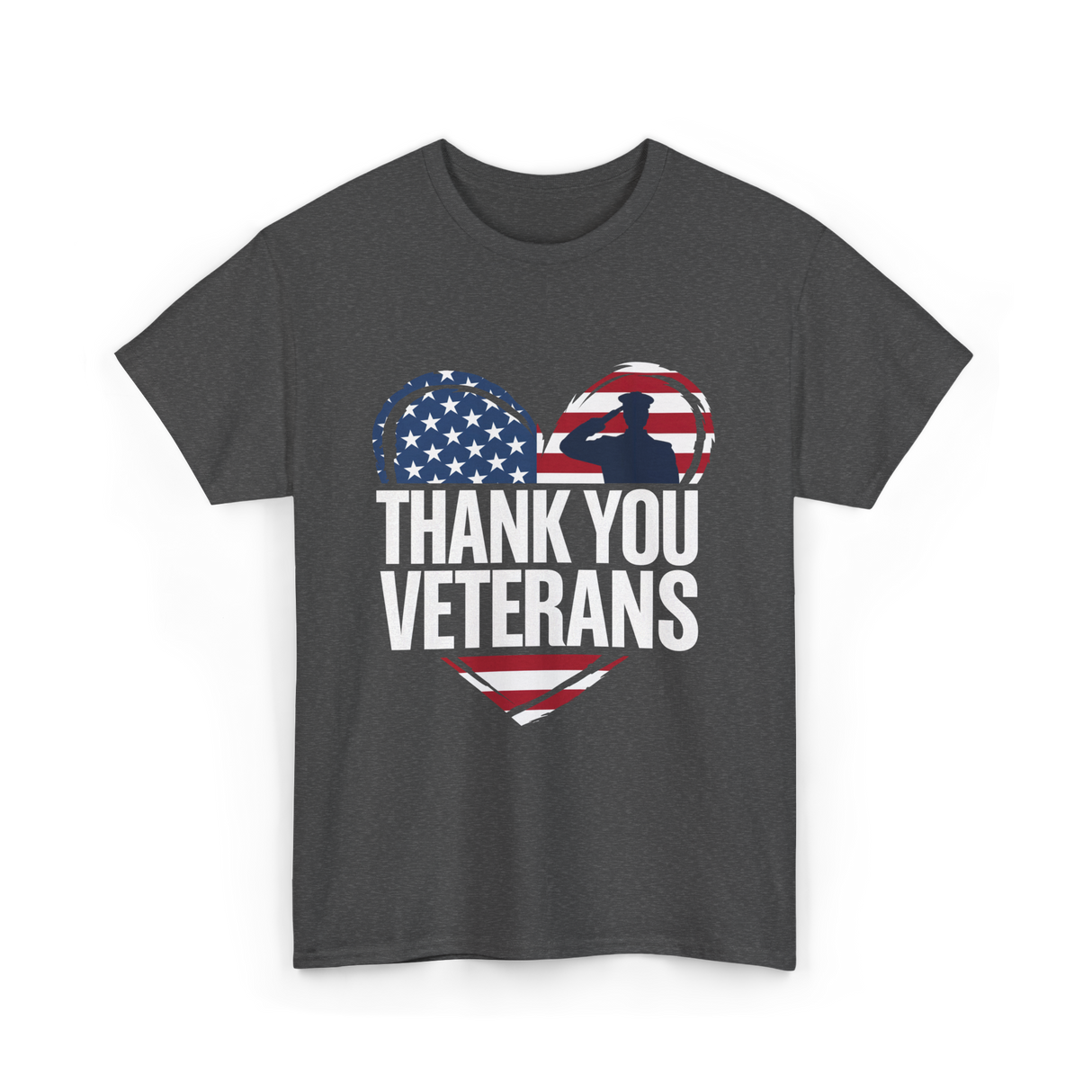 Thank You Veterans Military T-Shirt - Dark Heather