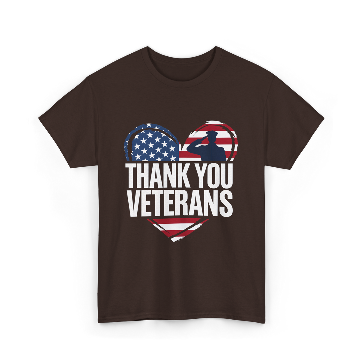 Thank You Veterans Military T-Shirt - Dark Chocolate