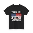 Thank You Veterans Patriotic Military T-Shirt - Black