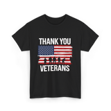 Thank You Veterans Patriotic Military T-Shirt - Black