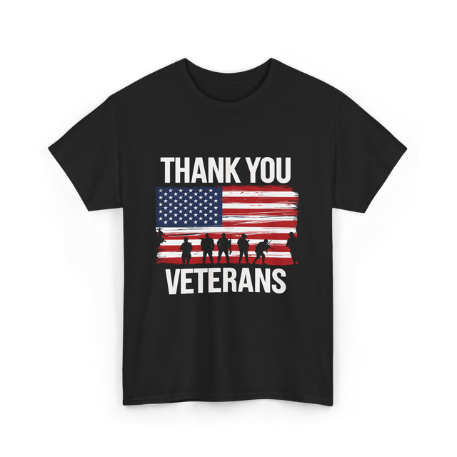 Thank You Veterans Patriotic Military T-Shirt - Black