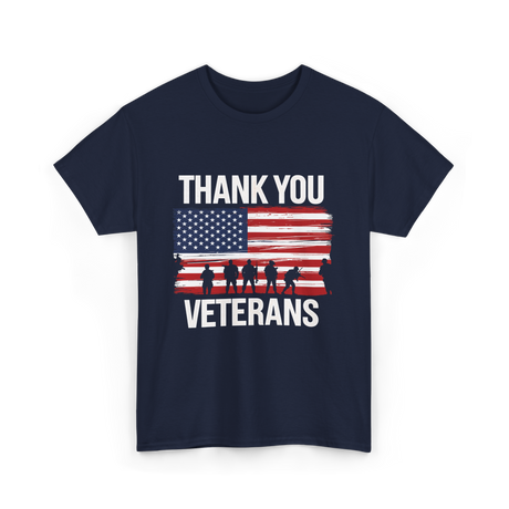 Thank You Veterans Patriotic Military T-Shirt - Navy