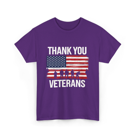 Thank You Veterans Patriotic Military T-Shirt - Purple