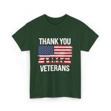 Thank You Veterans Patriotic Military T-Shirt - Forest Green