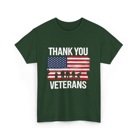 Thank You Veterans Patriotic Military T-Shirt - Forest Green