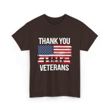 Thank You Veterans Patriotic Military T-Shirt - Dark Chocolate