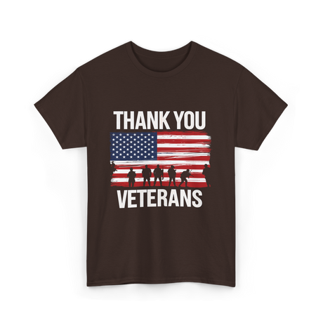 Thank You Veterans Patriotic Military T-Shirt - Dark Chocolate