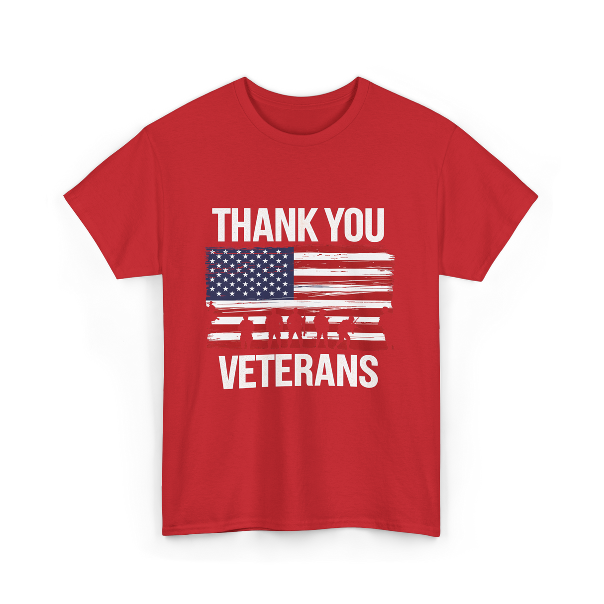 Thank You Veterans Patriotic Military T-Shirt - Red