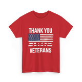 Thank You Veterans Patriotic Military T-Shirt - Red