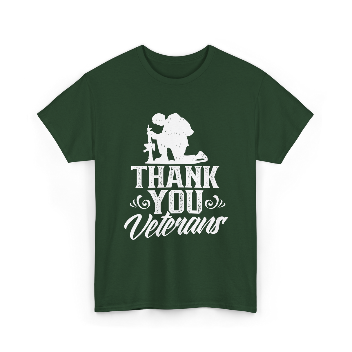 Thank You Veterans Veteran Tribute T-Shirt - Forest Green