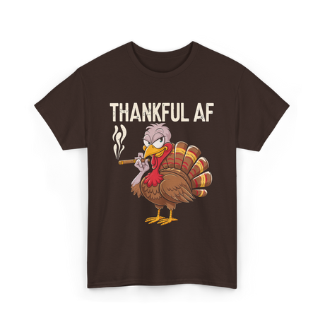 Thankful AF Turkey Cannabis Stoner T-Shirt - Dark Chocolate