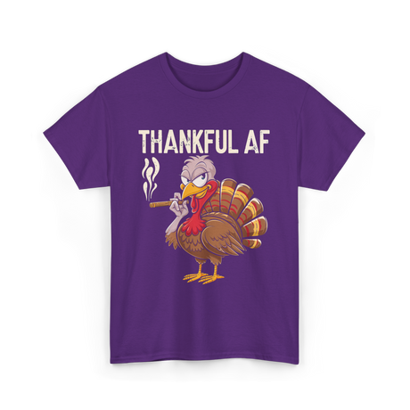 Thankful AF Turkey Cannabis Stoner T-Shirt - Purple