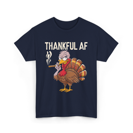 Thankful AF Turkey Cannabis Stoner T-Shirt - Navy