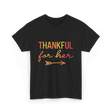 Thankful for Her Thanksgiving Family T-Shirt - Black