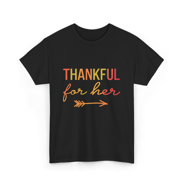 Thankful for Her Thanksgiving Family T-Shirt - Black