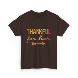 Thankful for Her Thanksgiving Family T-Shirt - Dark Chocolate