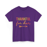 Thankful for Her Thanksgiving Family T-Shirt - Purple