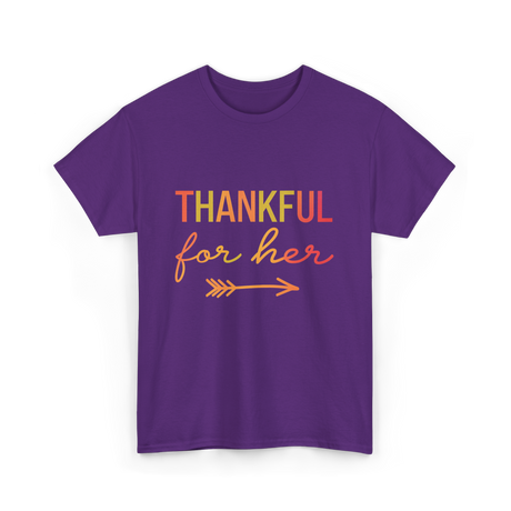 Thankful for Her Thanksgiving Family T-Shirt - Purple