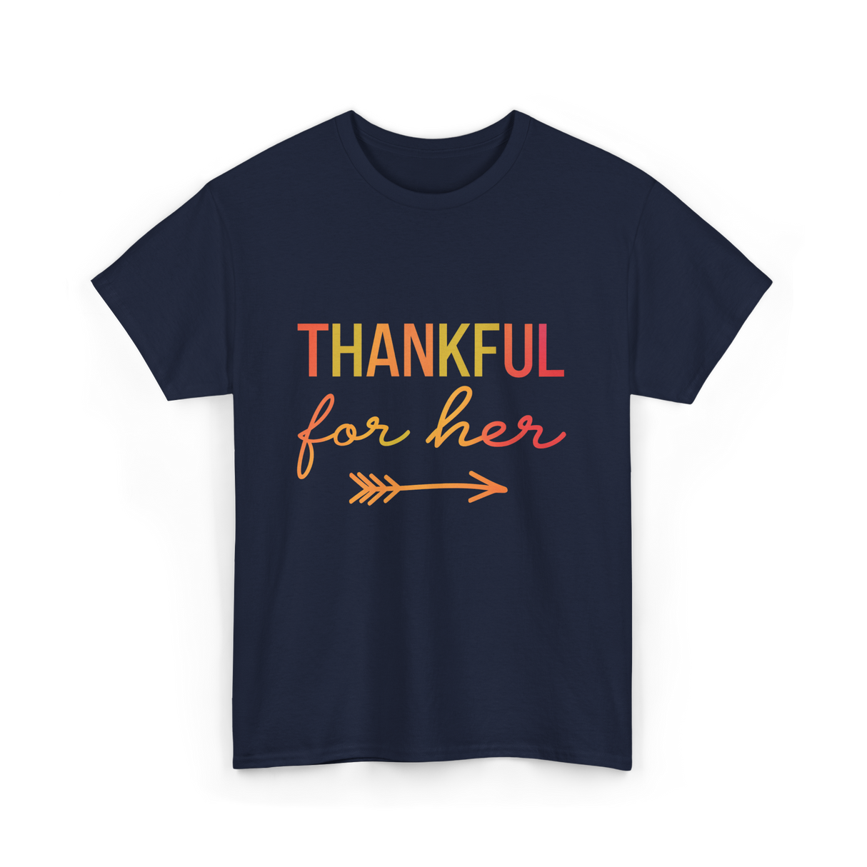 Thankful for Her Thanksgiving Family T-Shirt - Navy