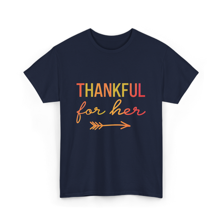 Thankful for Her Thanksgiving Family T-Shirt - Navy