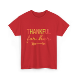 Thankful for Her Thanksgiving Family T-Shirt - Red